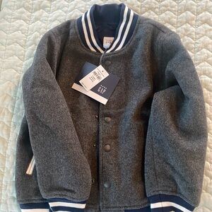GAP Gray and Blue Wool Blend Varsity Jacket